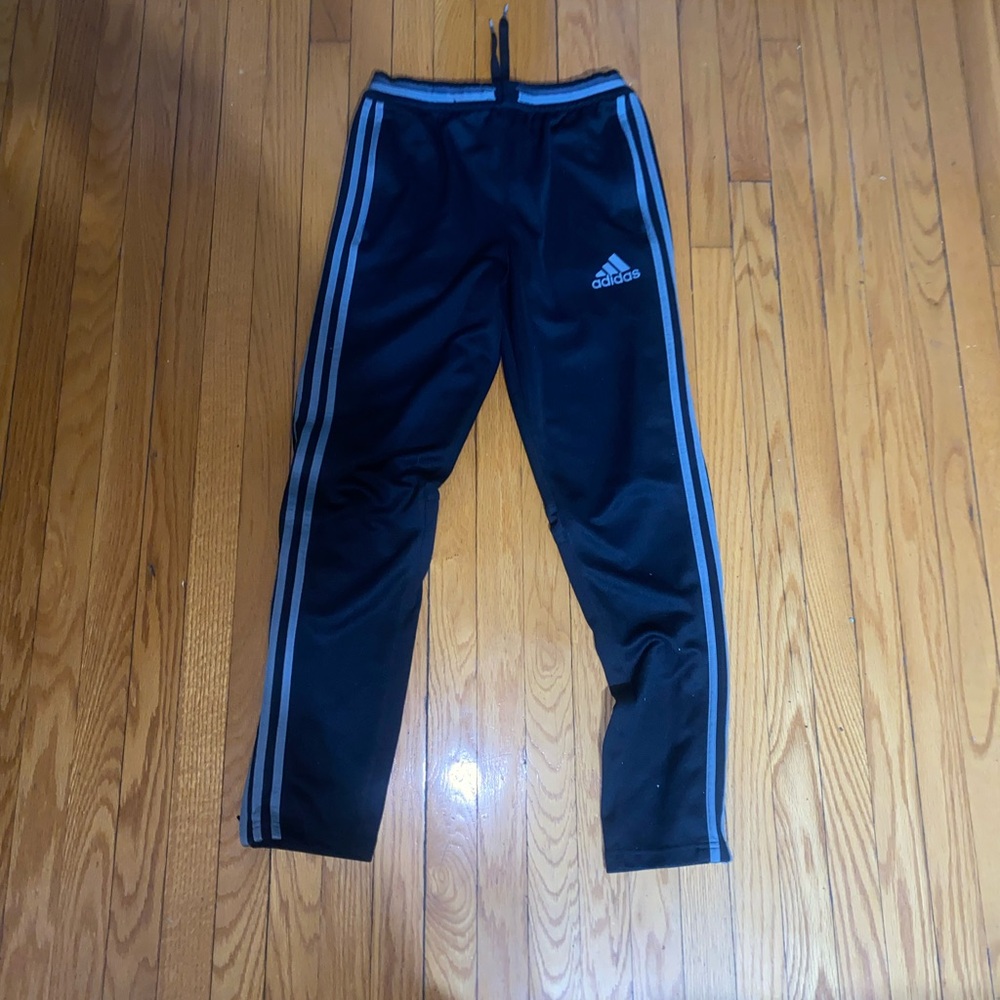 Adidas Black Sweatpants Tapered Fit Elastic Waistband